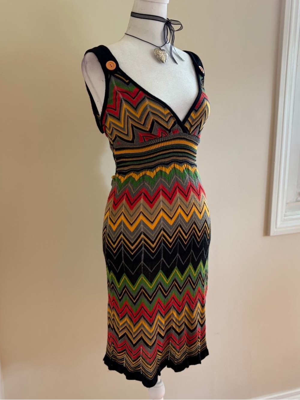 Vintage Y2K crochet pointelle knit dress twee indie sleaze preppy grunge mini S - Picture 5 of 11